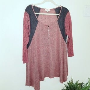 2 toned Mauve/Charcoal Tunic NWOT